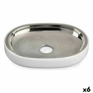 Porte savon Argenté Acier inoxydable Plastique 9,5 x 2,5 x 13 cm