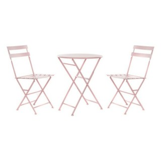 Ensemble Table + 2 Chaises DKD Home Decor MB 177410 Rose 60 x 60 x 75 cm (3 pcs)