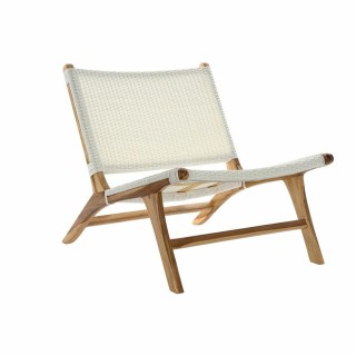 Chaise de jardin DKD Home Decor MB 177833 Blanc Naturel PVC Teck 65 x 80 x 68 cm
