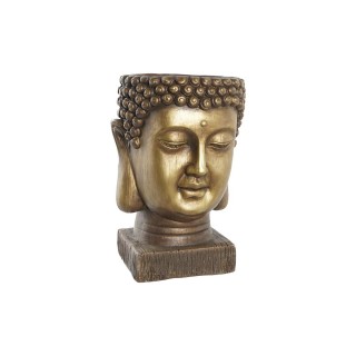 Cache pot DKD Home Decor Doré Bois Magnésium Rond Buda Oriental 34 x 34 x 30 cm 30 x 34 x 30 cm