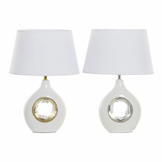 Lampe de bureau DKD Home Decor 17 x 12 x 23 cm Porcelaine Blanc 220 V 25 W