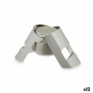Bouchon à champagne Kinvara KT970 Argenté Argent Silicone Acier inoxydable Plastique 6 x 5,5 x 3,5 cm Hermétique (12 Unités)