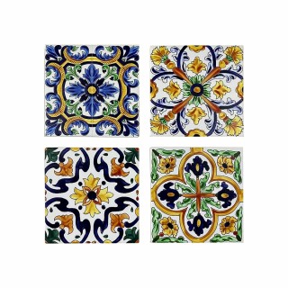 Dessous de verres DKD Home Decor Carrelage 4 Unités (10,8 x 10,8 x 0,7 cm)