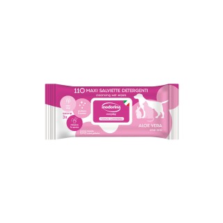 Lingettes humides pour animaux domestiques Inodorina Aloe Vera 110 Unités