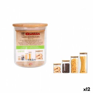 Boîte Quttin Verre Borosilicaté Bambou Silicone 850 ml 10,2 x 16,8 cm (12 Unités) (9,5 x 16 cm)