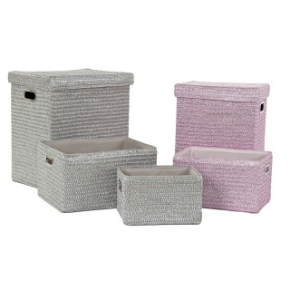Panier Multi usages DKD Home Decor Rose Argenté polypropylène 44 x 36 x 50 cm 4 Kg 5 Pièces