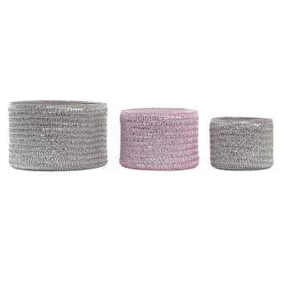 Panier Multi usages DKD Home Decor Gris Rose polypropylène 27 x 27 x 17 cm 4 Kg 3 Pièces (3 Unités)