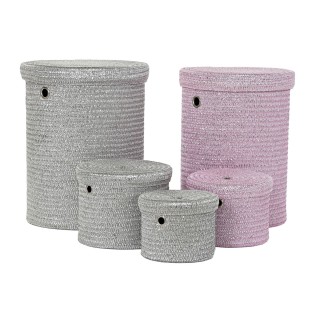 Panier Multi usages DKD Home Decor Gris Rose polypropylène 42 x 42 x 52,5 cm 4 Kg