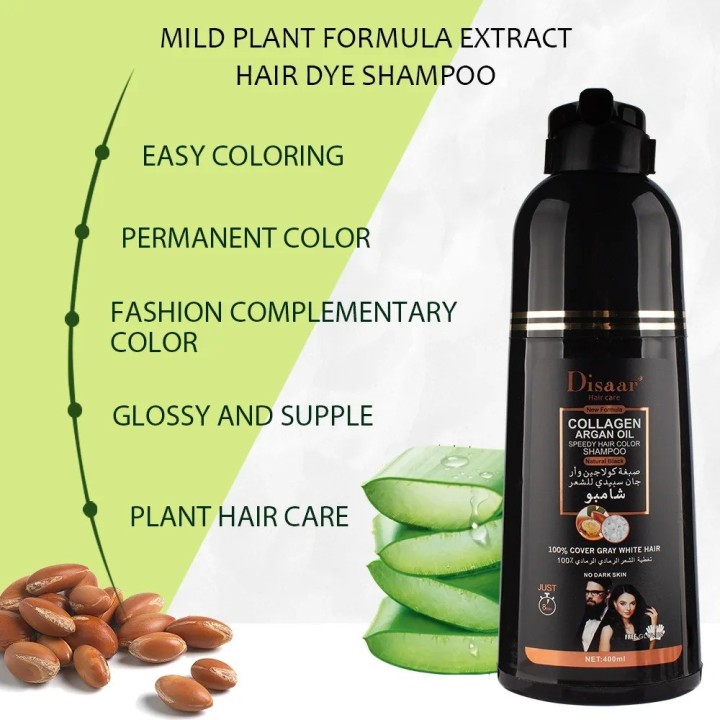 DISAAR Shampooing colorant noir 400 ml à l'huile d'argan