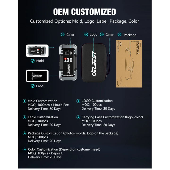Kit de démarrage de saut de voiture 6 en 1