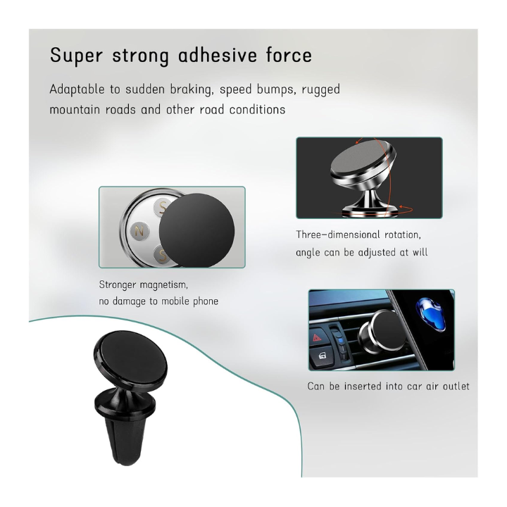 Compact magnetic car phone holder