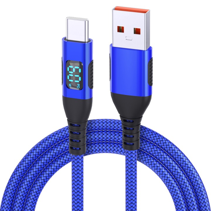 Câble USB-A vers USB-C tressé avec écran LED