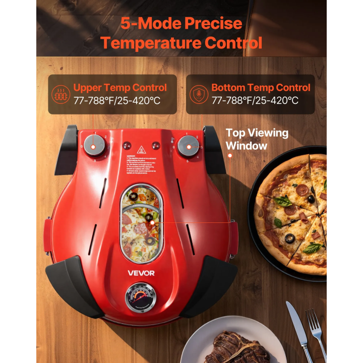 Four à pizza VEVOR 1200 W - rouge