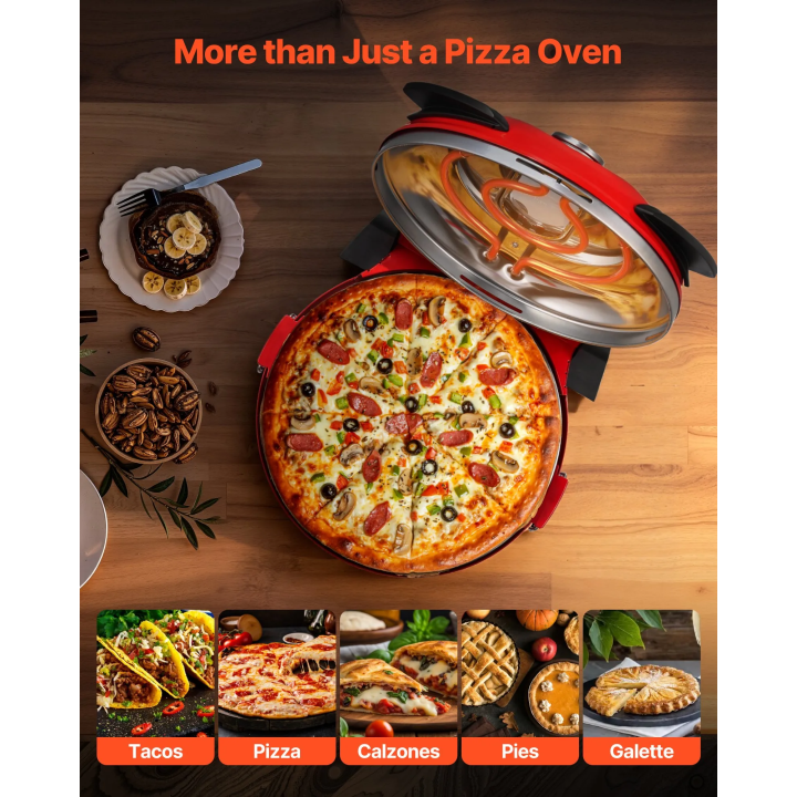Four à pizza VEVOR 1200 W - rouge