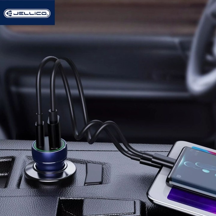 Adaptateur secteur double ports USB (18W) + USB-C/Type C (20W) voiture JELLICO F4 noir