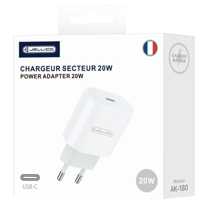 Adaptateur secteur Usb-C (20W) JELLICO AK180 blanc