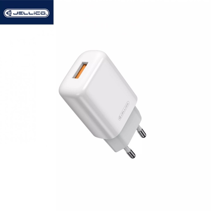 Adaptateur secteur Usb avec cable Usb vers Usb-C (2.4 A) JELLICO EU01 blanc
