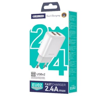 Adaptateur secteur Usb (2.4 A) double port avec cable Usb vers Lightning JELLICO EU02 blanc