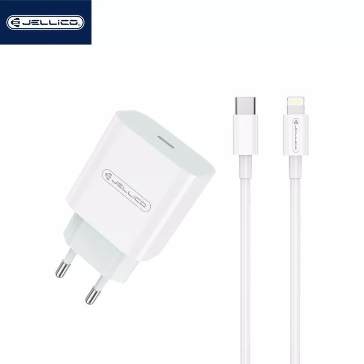 Adaptateur secteur Usb-C avec cable Usb-C/Type C vers Lightning (20W) JELLICO AK180