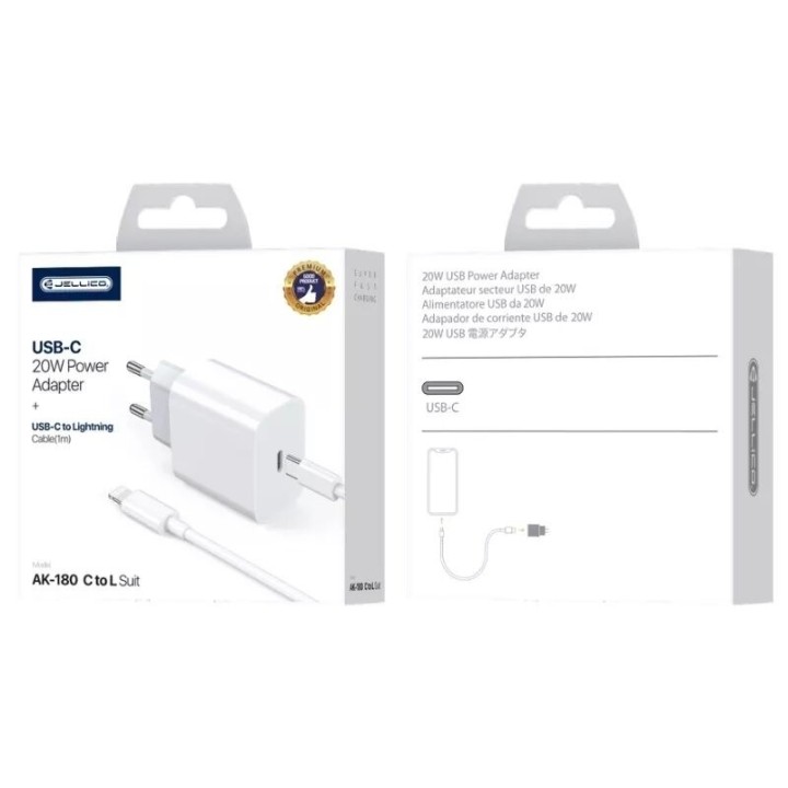 Adaptateur secteur Usb-C avec cable Usb-C/Type C vers Lightning (20W) JELLICO AK180