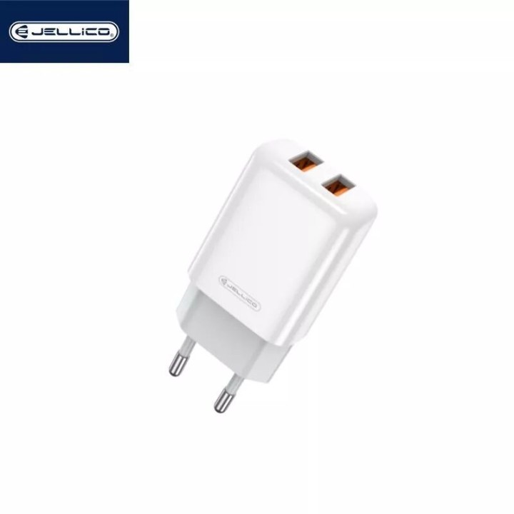 Adaptateur secteur USB (2.4 A) double port JELLICO EU02 blanc