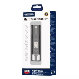 Boitier de charge multifonctionnel (Lightning/micro Usb/Usb/Usb-C/Type C) et adaptateur (66W max) JELLICO B23 noir