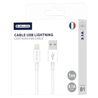 Cable Usb vers Lightning (3.1 A) 1 mètre JELLICO B1 blanc