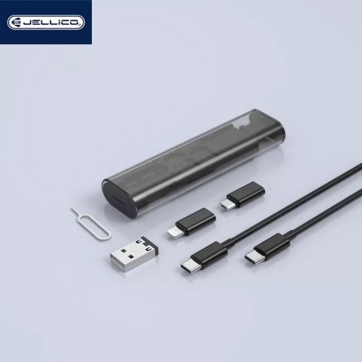 Boitier de charge multifonctionnel (Lightning/micro Usb/Usb/Usb-C/Type C) et adaptateur (66W max) JELLICO B23 noir