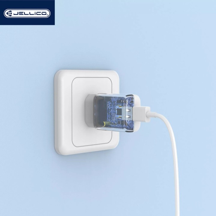 Adaptateur secteur Usb avec cable Usb vers Lightning (2.4 A) JELLICO EU01 blanc