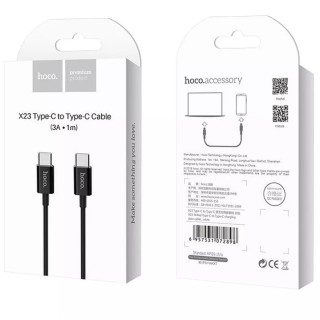 Cable Usb-C/Type C vers Usb-C/Type C (3.0A) 1 mètre HOCO X23 noir