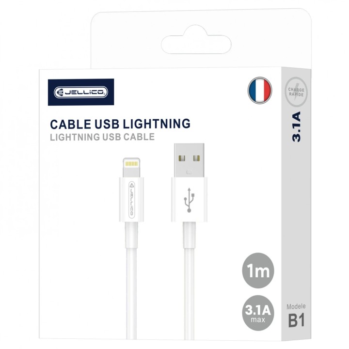 Cable Usb-C/Type C vers Lightning (3.1 A) 1 mètre JELLICO B1 blanc