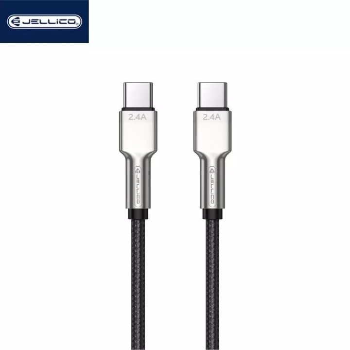 Cable Usb-C/Type C vers Usb-C/Type C (3.1A) 1 mètre avec embouts en Zinc JELLICO B8 noir