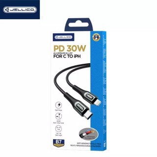 Cable Usb vers Lightning (3.1A) 1 mètre avec embouts en Alluminium JELLICO B7 noir