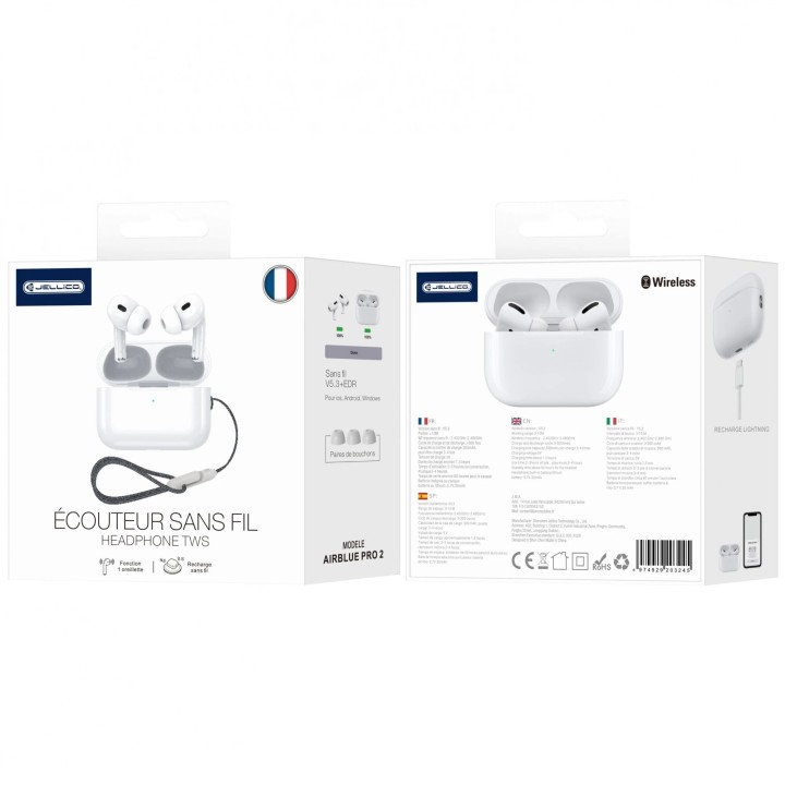 Ecouteurs sans fil bluetooth intra-auriculaire JELLICO AirBlue Pro 2 blanc