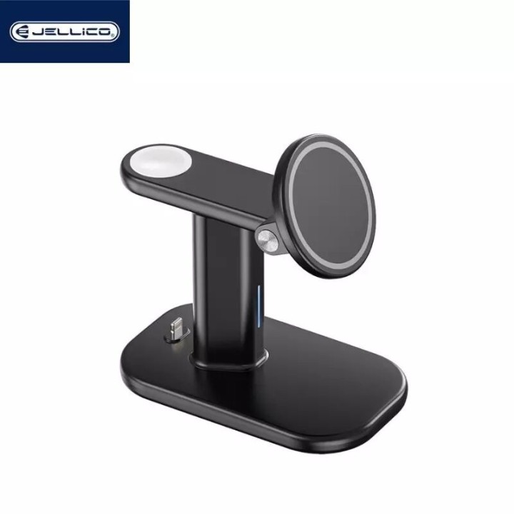 Station de charge sans fil 3 en 1 pour smartphone / écouteurs / montres JELLICO W13 noir