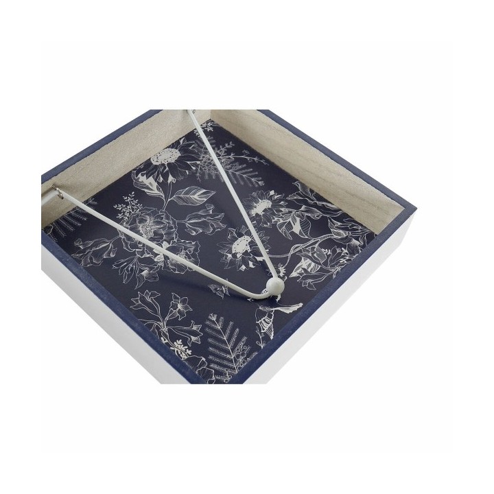 Porte serviettes DKD Home Decor Métal Blanc Blue marine Bois MDF (2 pcs)