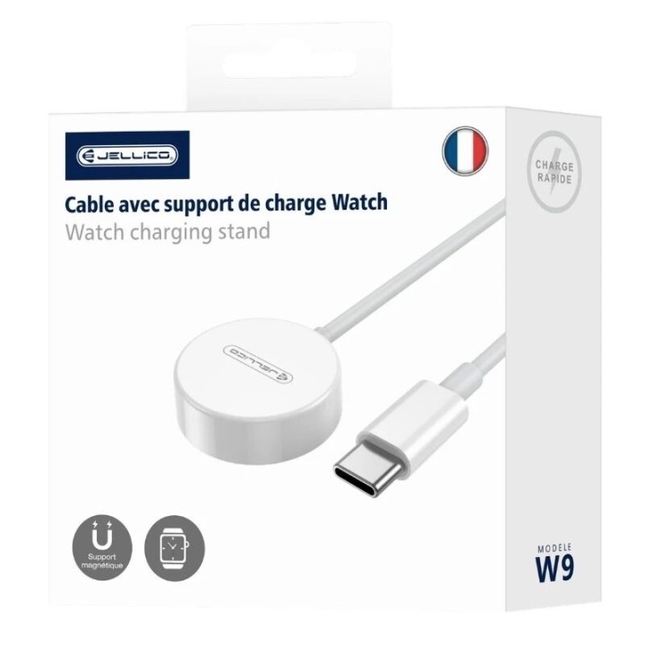 Chargeur à induction magnétique montre connectée / type C JELLICO W9 blanc