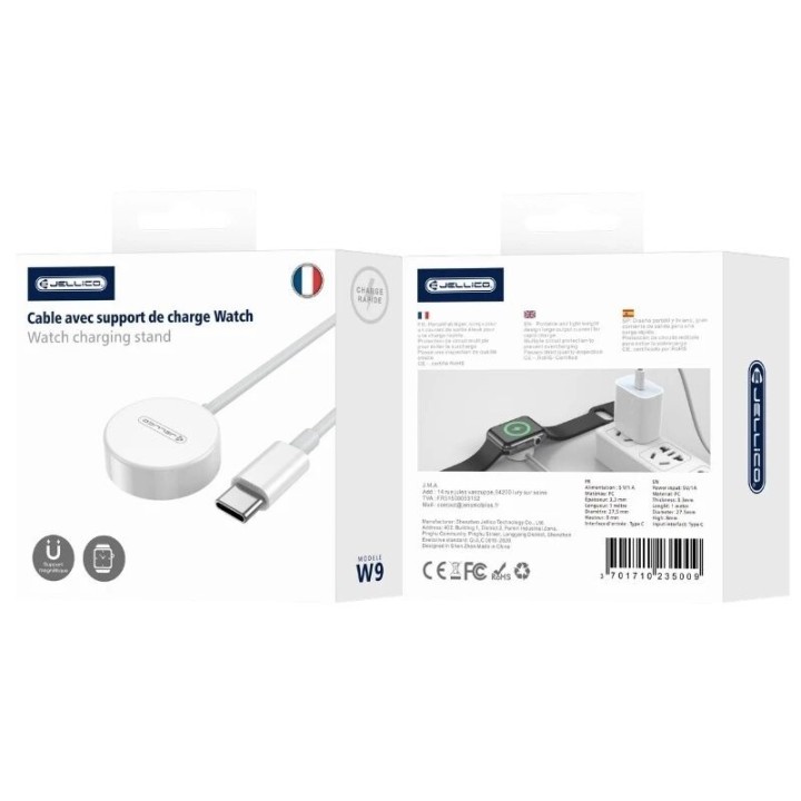 Chargeur à induction magnétique montre connectée / type C JELLICO W9 blanc