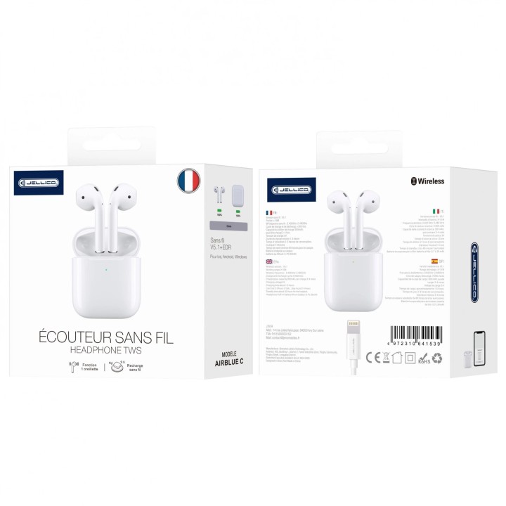 Ecouteurs sans fil bluetooth intra-auriculaire JELLICO AirBlue C blanc