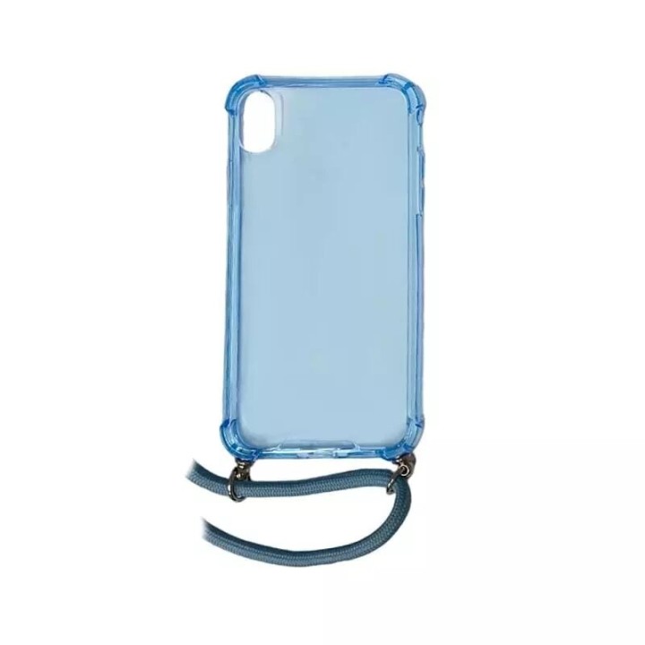 Coque CORDON iPhone XR bleu transparent