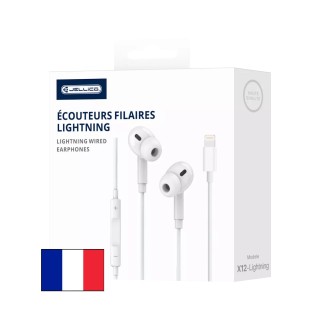 Kit pieton intra-auriculaire (Lightning) avec micro JELLICO X12 blanc