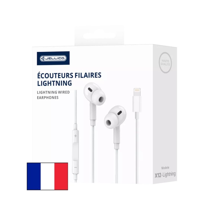 Kit pieton intra-auriculaire (Lightning) avec micro JELLICO X12 blanc