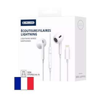 Kit pieton intra-auriculaire (Lightning) avec micro JELLICO X14 blanc