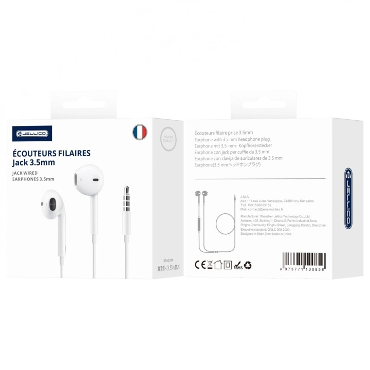 Kit pieton (Jack) avec micro JELLICO X11(Boite/blister) blanc
