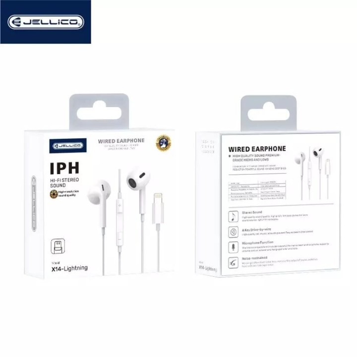 Kit pieton intra-auriculaire (Lightning) avec micro JELLICO X14 blanc