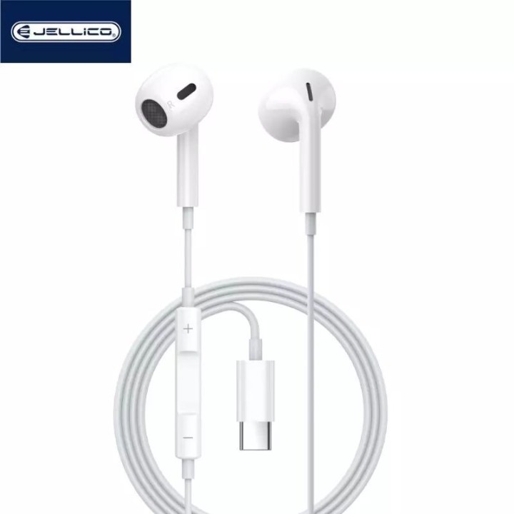 Kit pieton intra-auriculaire (USB-C/Type C) avec micro JELLICO X14 blanc