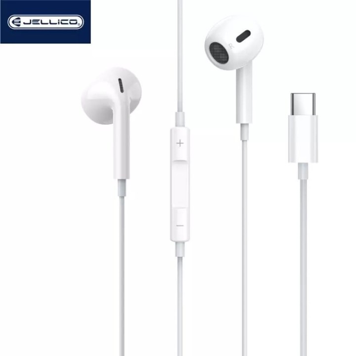 Kit pieton intra-auriculaire (USB-C/Type C) avec micro JELLICO X14 blanc