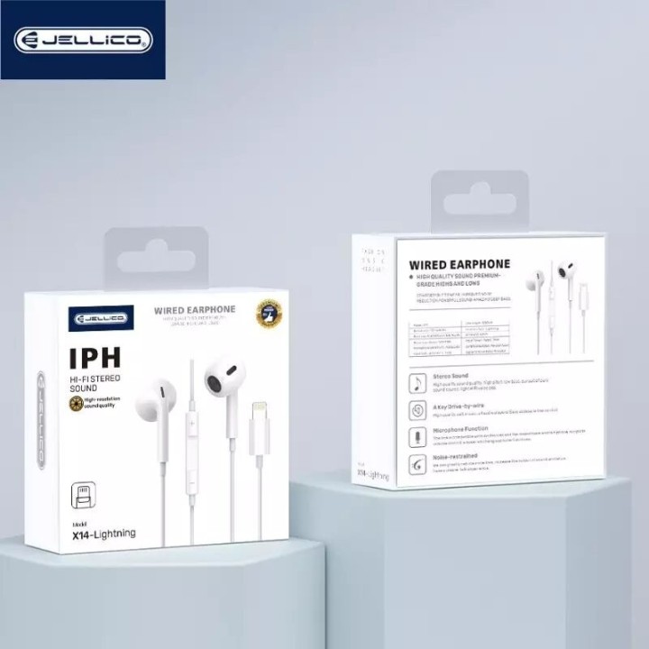 Kit pieton intra-auriculaire (Lightning) avec micro JELLICO X14 blanc