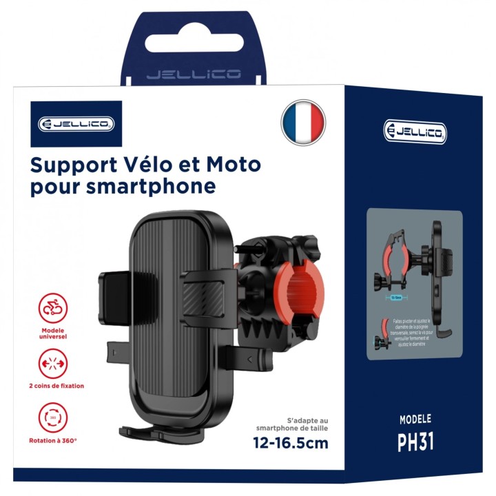 Support smartphone vélo et moto JELLICO PH31 noir