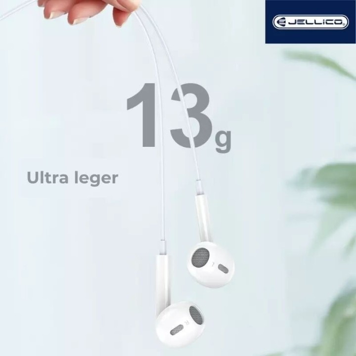 Kit pieton intra-auriculaire (USB-C/Type C) avec micro JELLICO X14 blanc